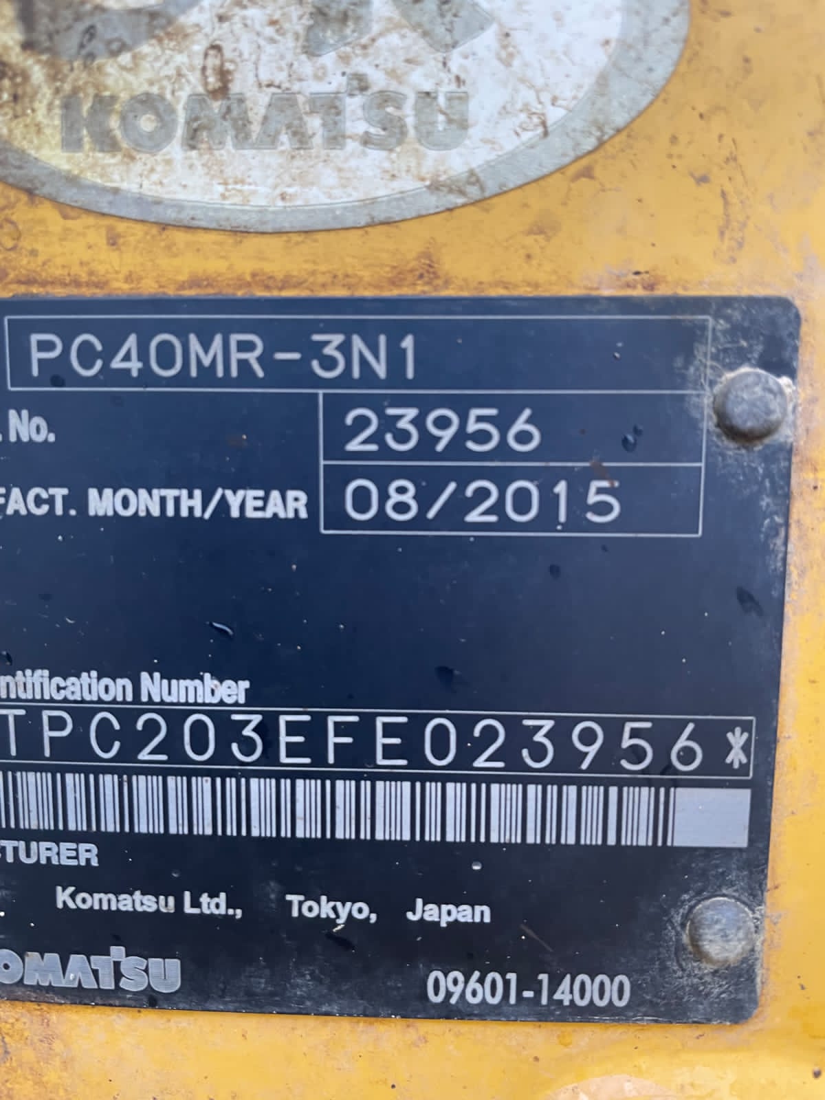 2015 KOMATSU PC40MR